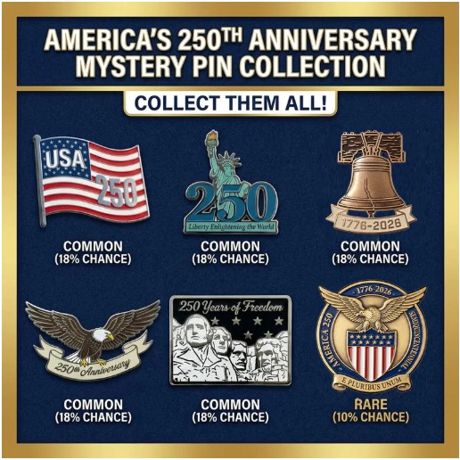 America 250th Anniversary Mystery Pins
